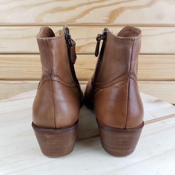Vintage Foundry Co. Arielle Brown Leather Ankle Western Boot Pointed Toe Zip NEW - Picture 4 of 13